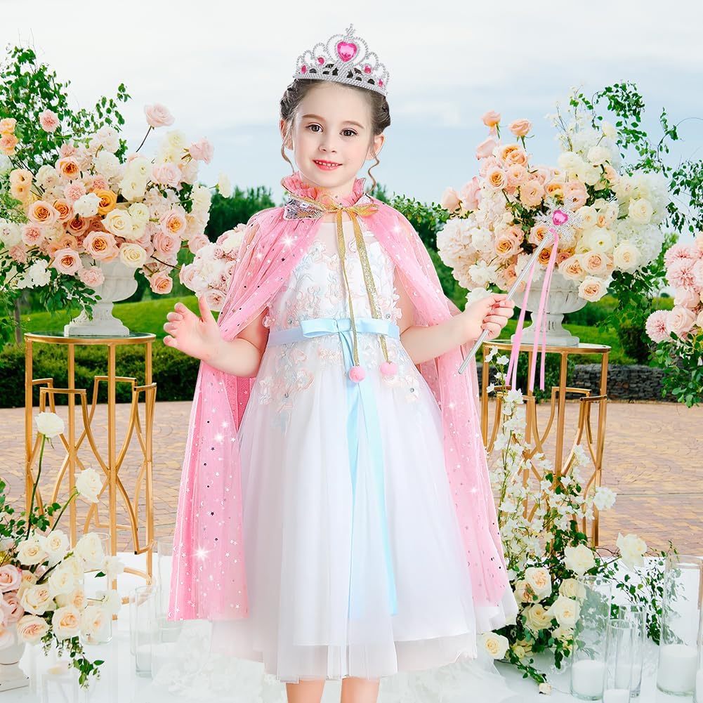 Thumbnail 5 de Vicloon Mantello da Principessa 11 pz rosa con paillettes, bacchetta e accessori per feste e giochi di ruolo