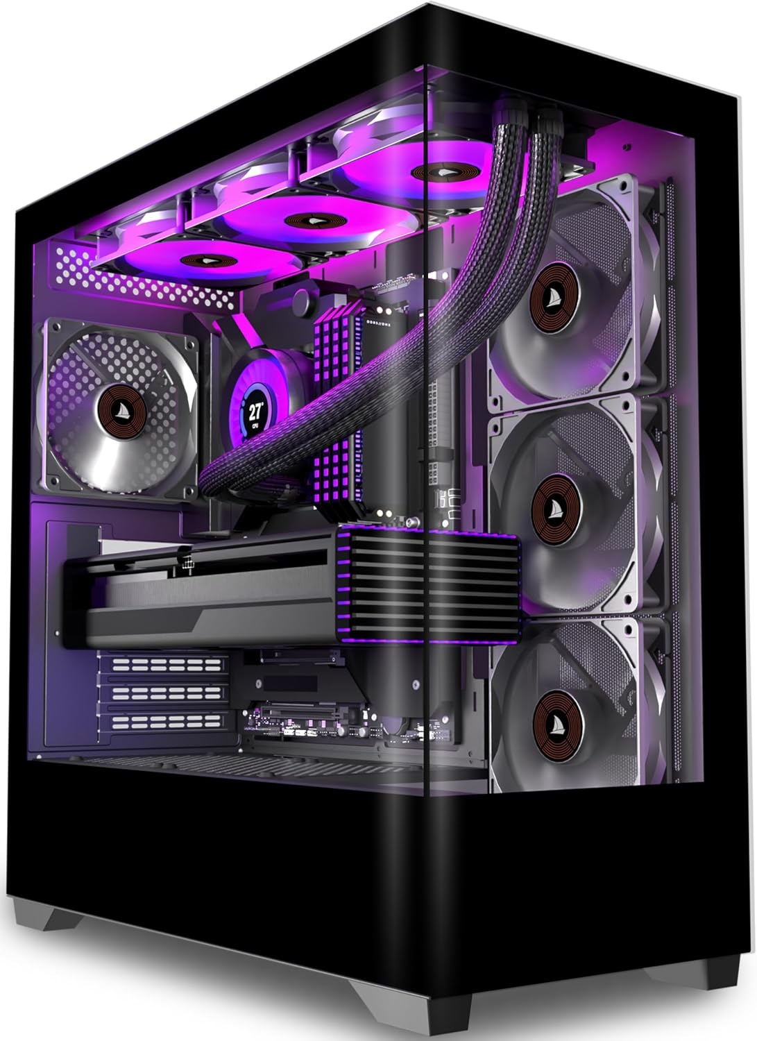 Imagen de PCZZOI ATX Mid Tower Case with 4 Pre-Installed Fans and 270° Glass Display en OfertitasTOP