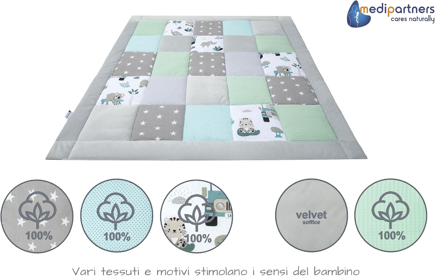 Detalle 2 de Medi Partners Coperta neonati 120x120 cm in cotone