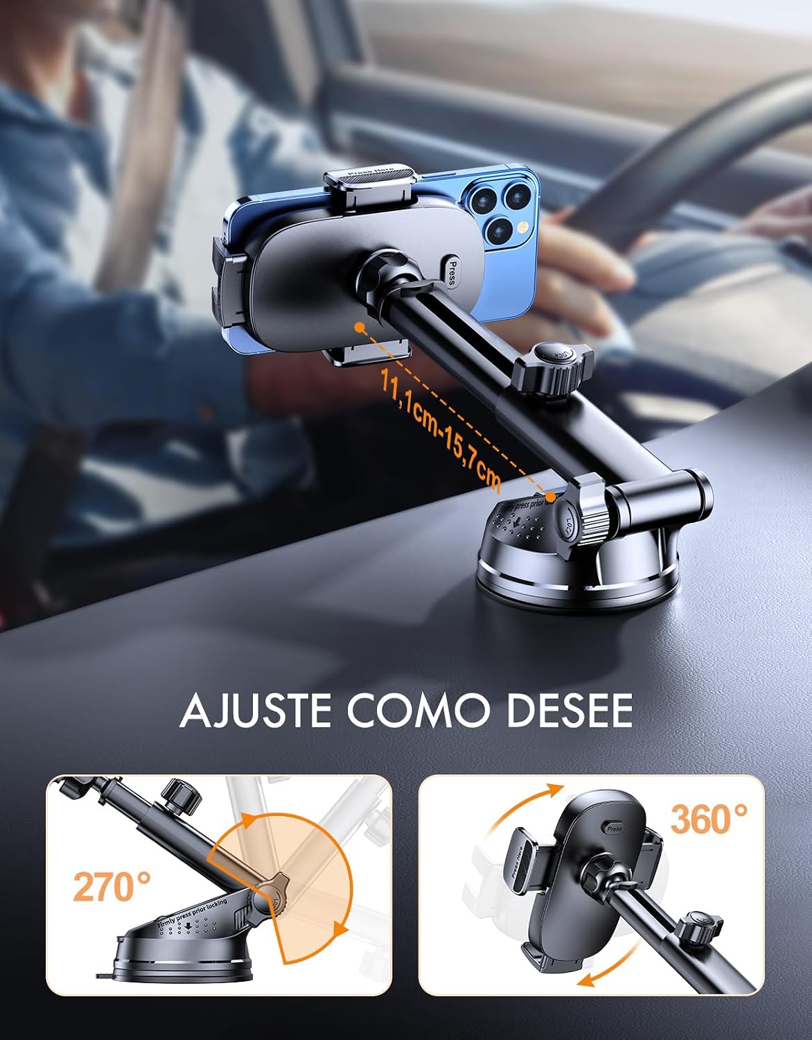 Detalle 2 de Mohard Soporte Móvil Coche 360° para 4-7
