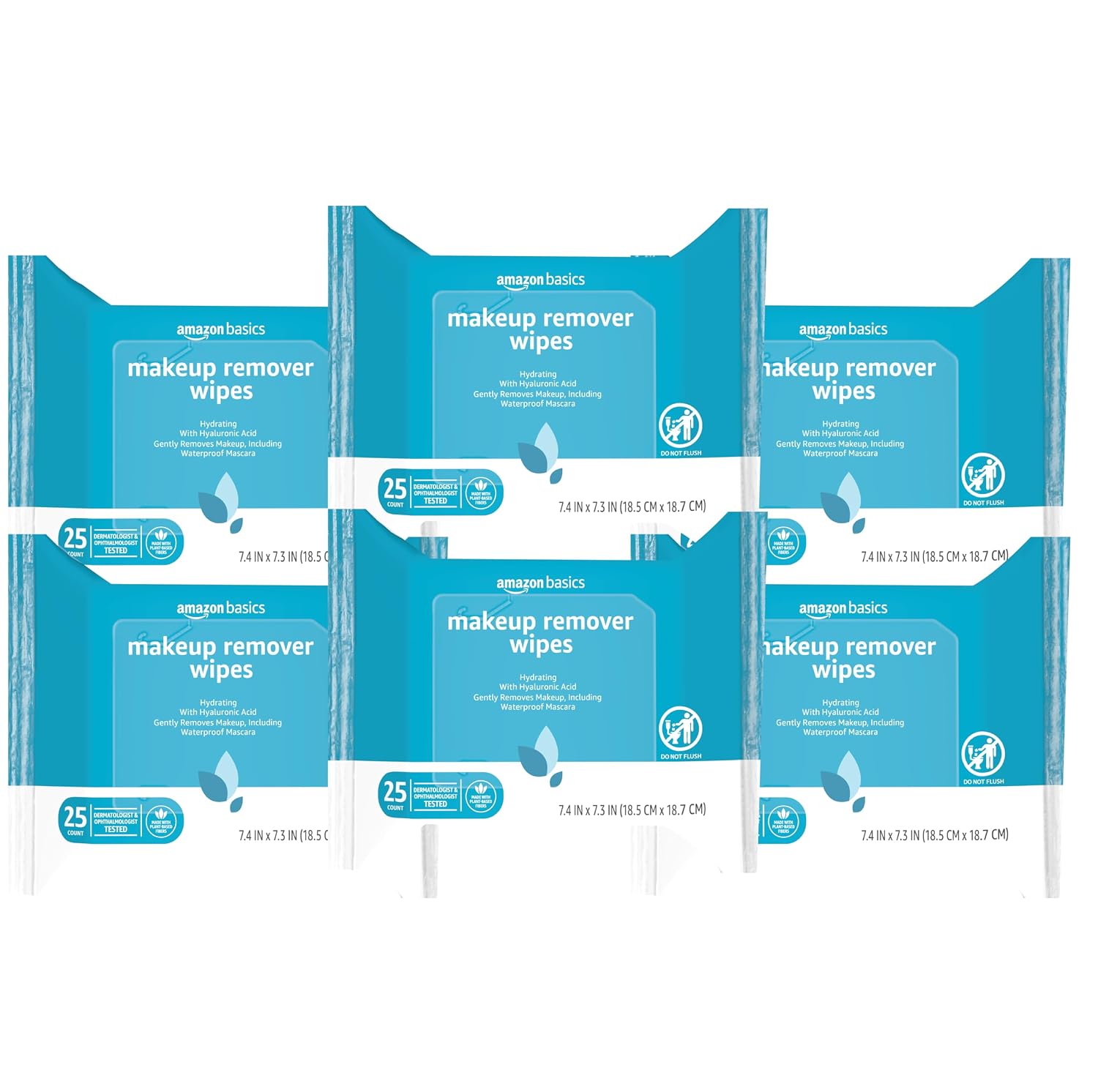 Imagen de Amazon Basics Makeup Remover Wipes: Gentle Hydrating Cleansing with Hyaluronic Acid, 6-Pack (25-count each) en OfertitasTOP