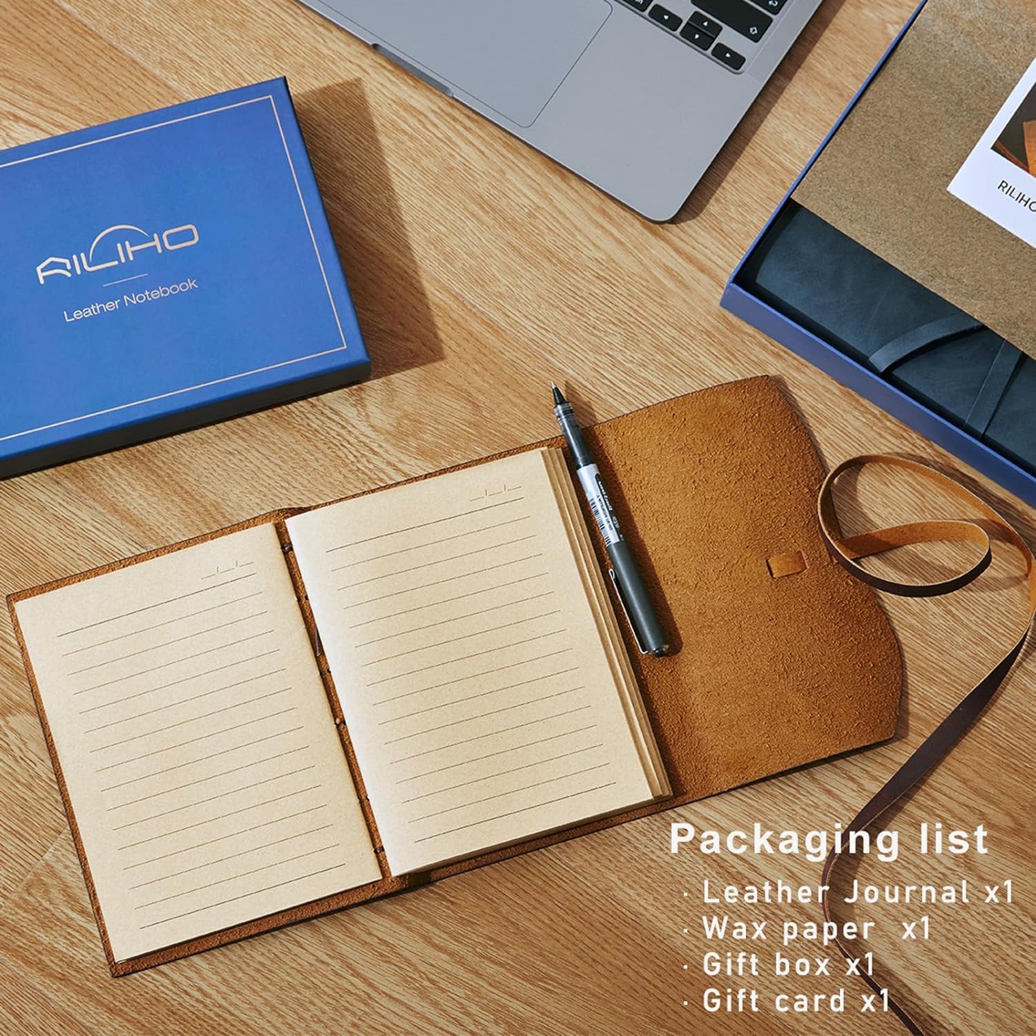 Detalle 2 de RILIHO Leather Journal Notebook 260 pages