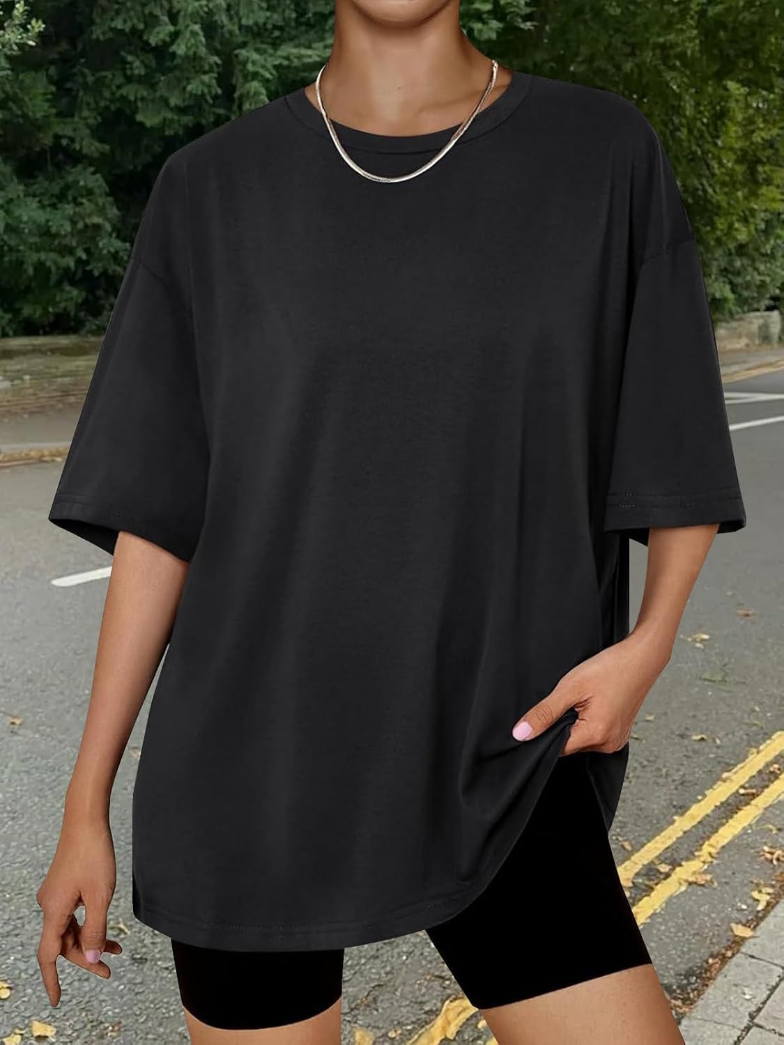 Thumbnail 6 de LILLUSORY Oversized T Shirt for Women – UK Short Sleeve Summer Tunic