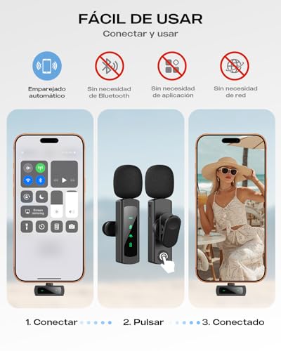 Detalle de CoolSwan 2 Pack Micrófono Inalámbrico de Solapa para iPhone, iPad y Android
