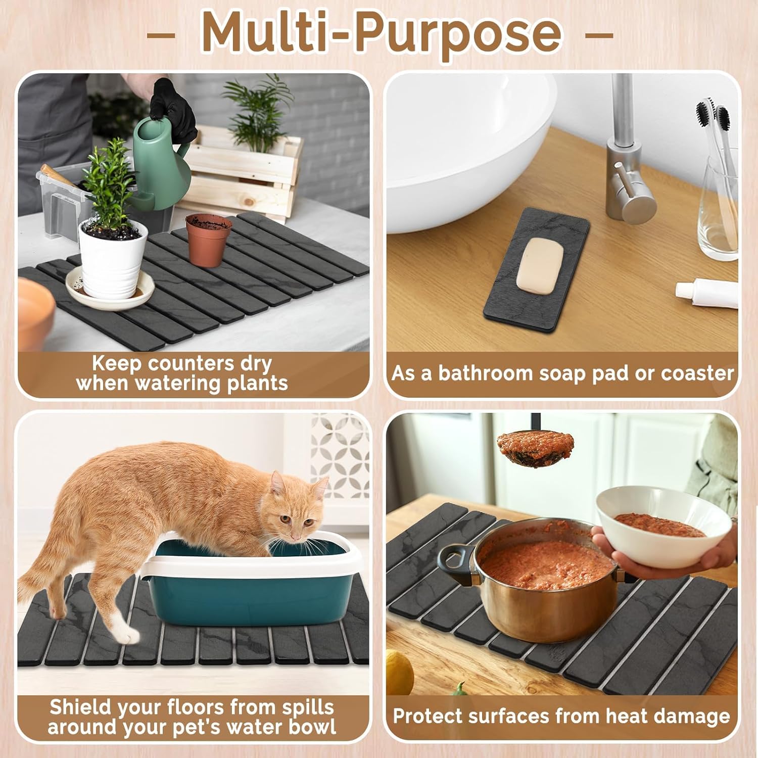 Thumbnail 5 de Diatomaceous Earth Drying Mat 24"×16" & 8"×4" 🧽