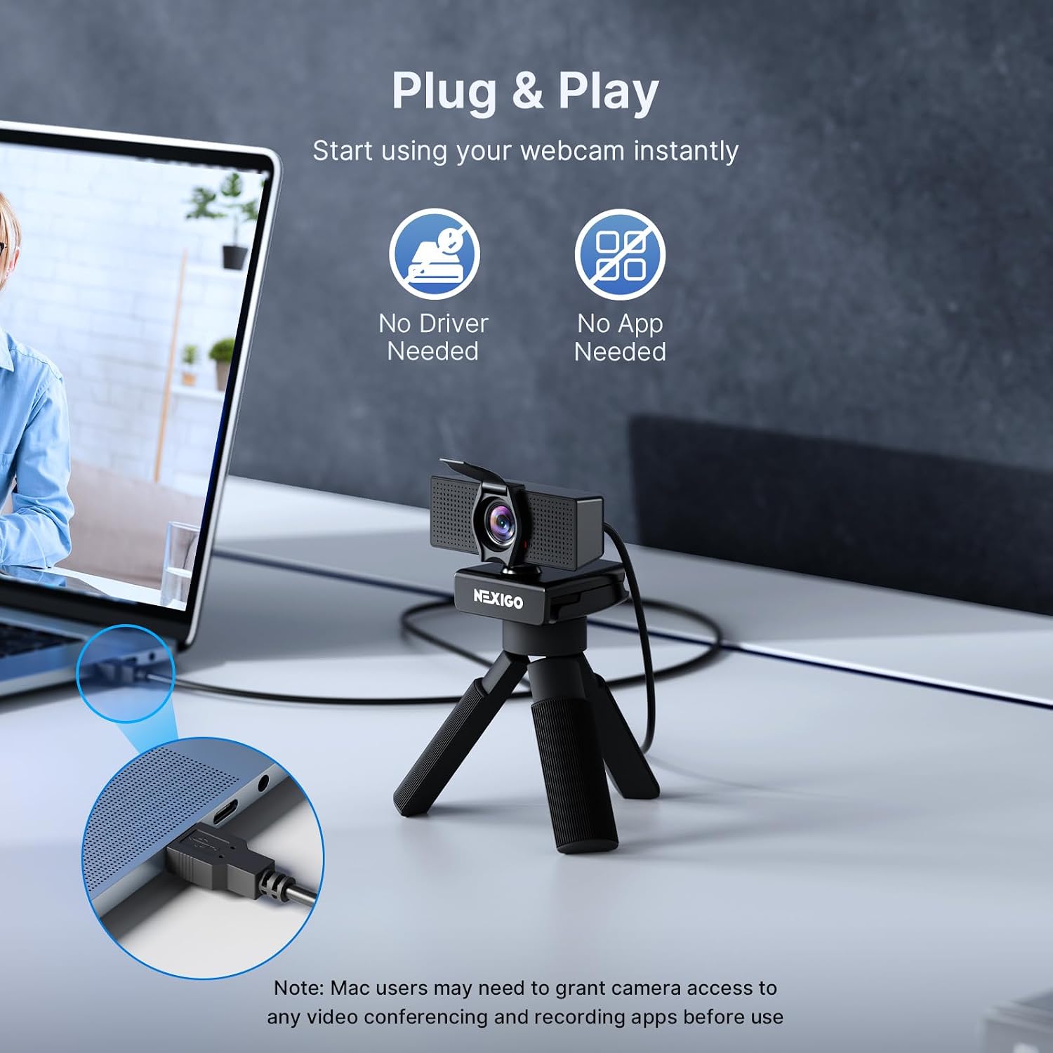 Thumbnail 6 de NexiGo N60 Pro 4K Webcam with Sony Sensor, Autofocus and 1080p/60 fps