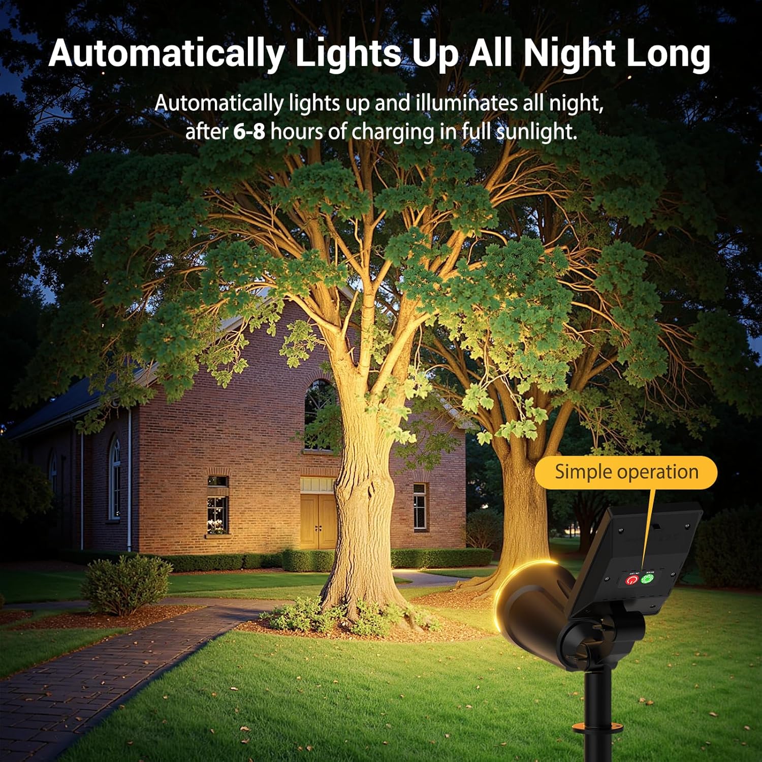 Detalle de GEARLITE Lot de 4 Spots Solaires Extérieur Jardin – 1200 Lumens, IP65, Montage Flexible
