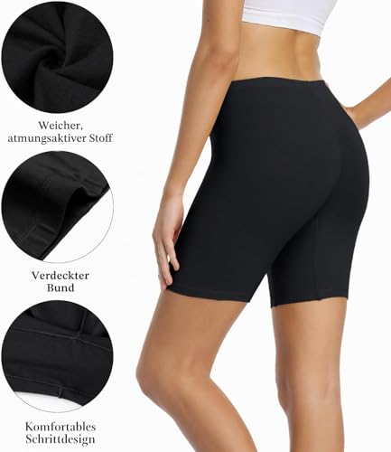 Detalle 2 de wirarpa Radlerhose Damen Kurz Baumwolle Boxershorts Schwarz XL