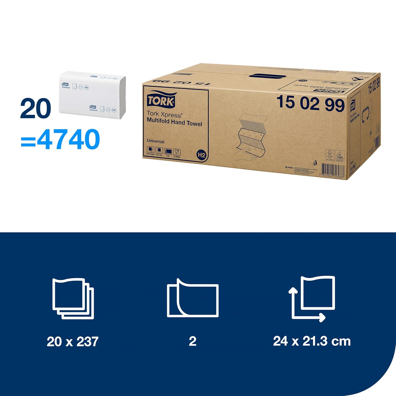Detalle 2 de Tork Xpress 150299 Toallas de mano de papel