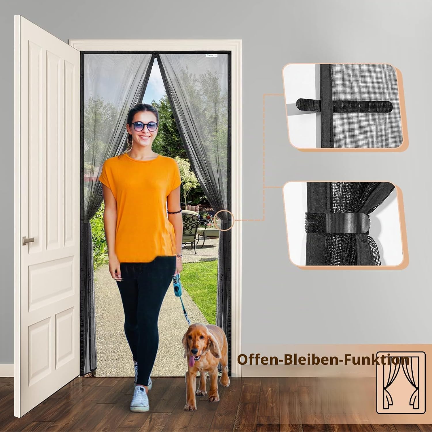 Thumbnail 1 de CWEEN CLU Fliegengitter Tür 130x200 cm – Magnetnetz, kein Bohren, schwarz