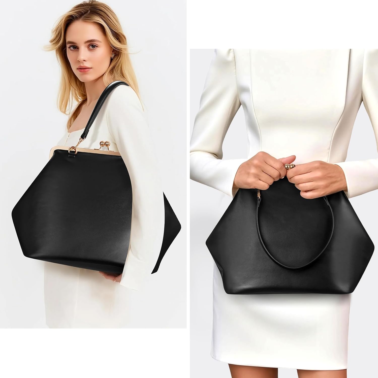 Thumbnail 1 de CATSEA Large Women's Kiss Lock Bag PU Medium Top Handle Handbag