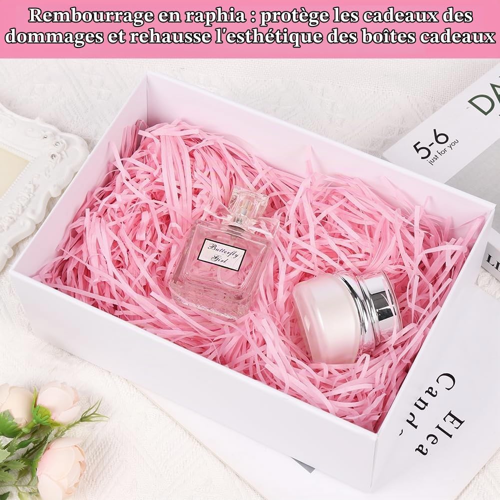 Detalle de Alaoo 5672155 raffiapapier, 100 g roze versnipperd vulmateriaal