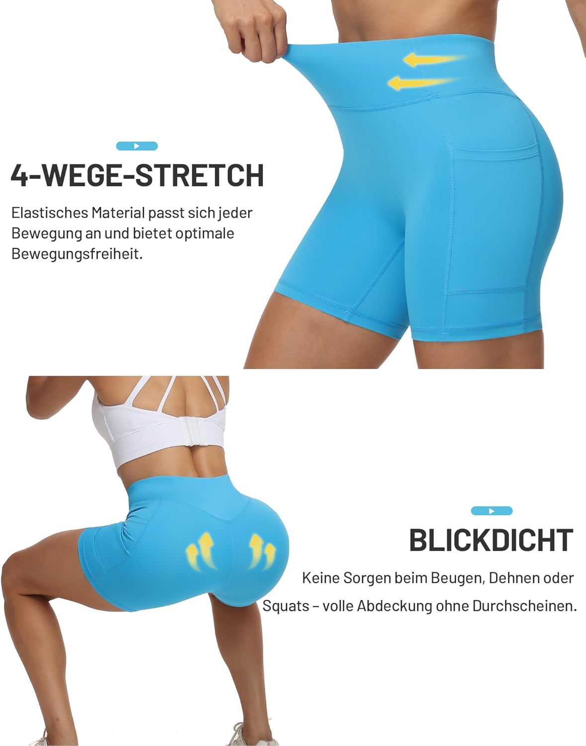 Thumbnail 2 de Runhit Radlerhose Damen mit Taschen – hohe Taille, blickdichte kurze Leggings für Yoga, Fitness & Alltag