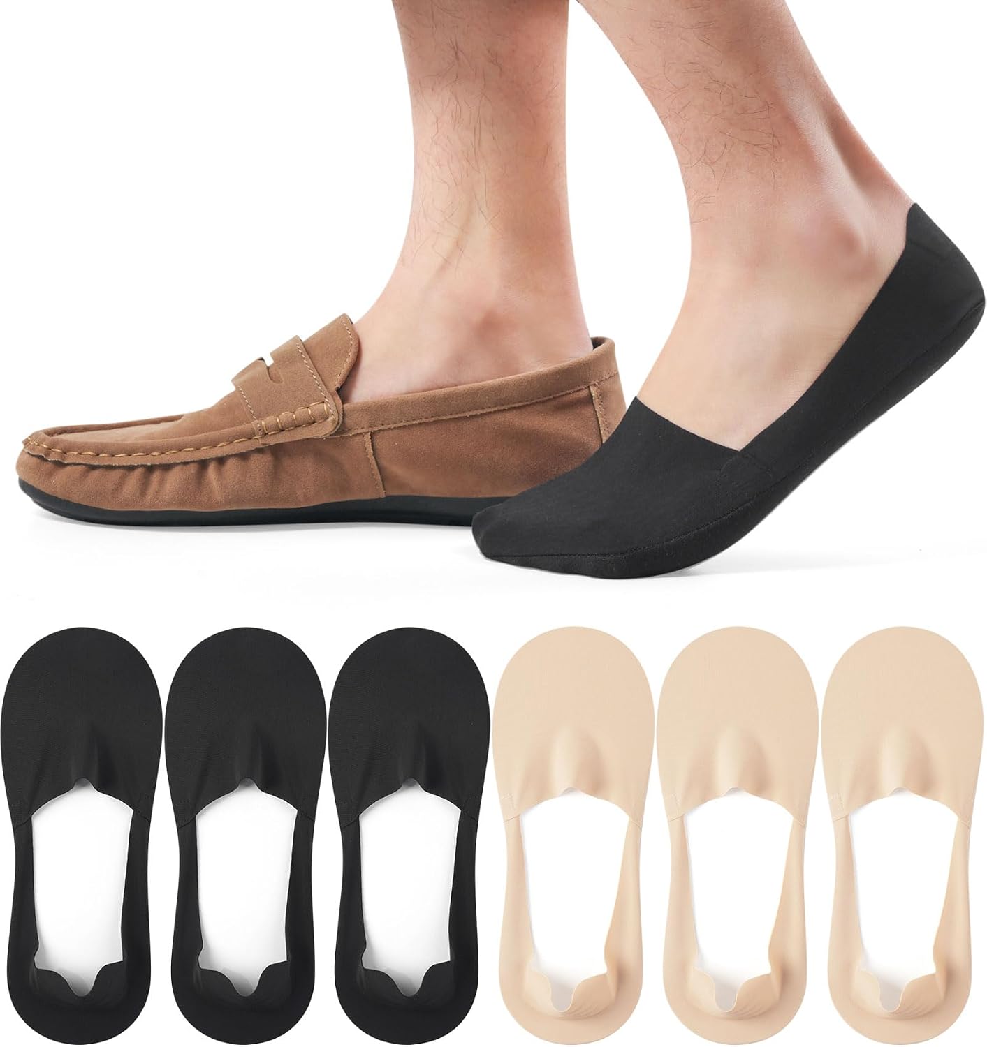 Detalle de Caldodo Invisible Trainer Socks – Six Pairs, No-Show, Non-Slip & Lightweight