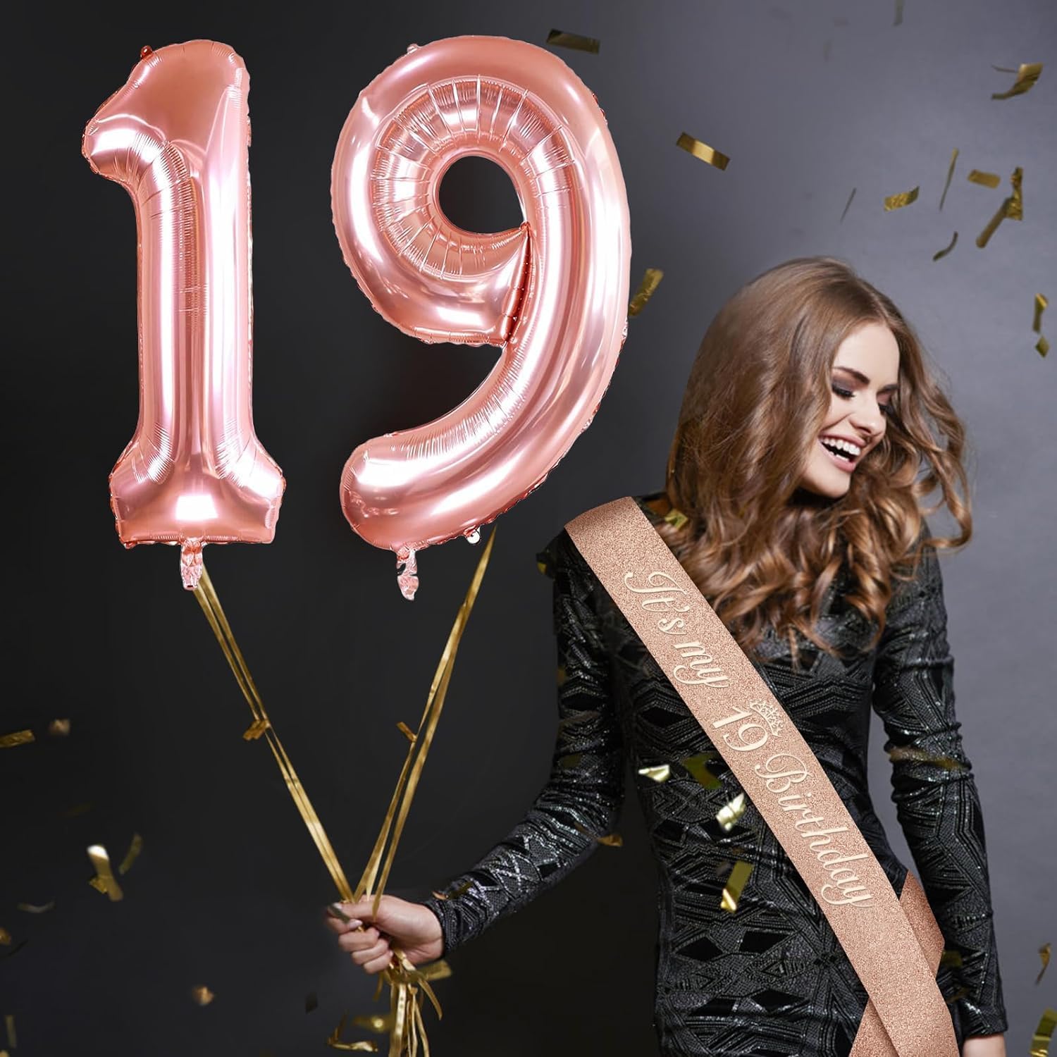 Detalle 2 de 19th Birthday Decorations Rose Gold Set