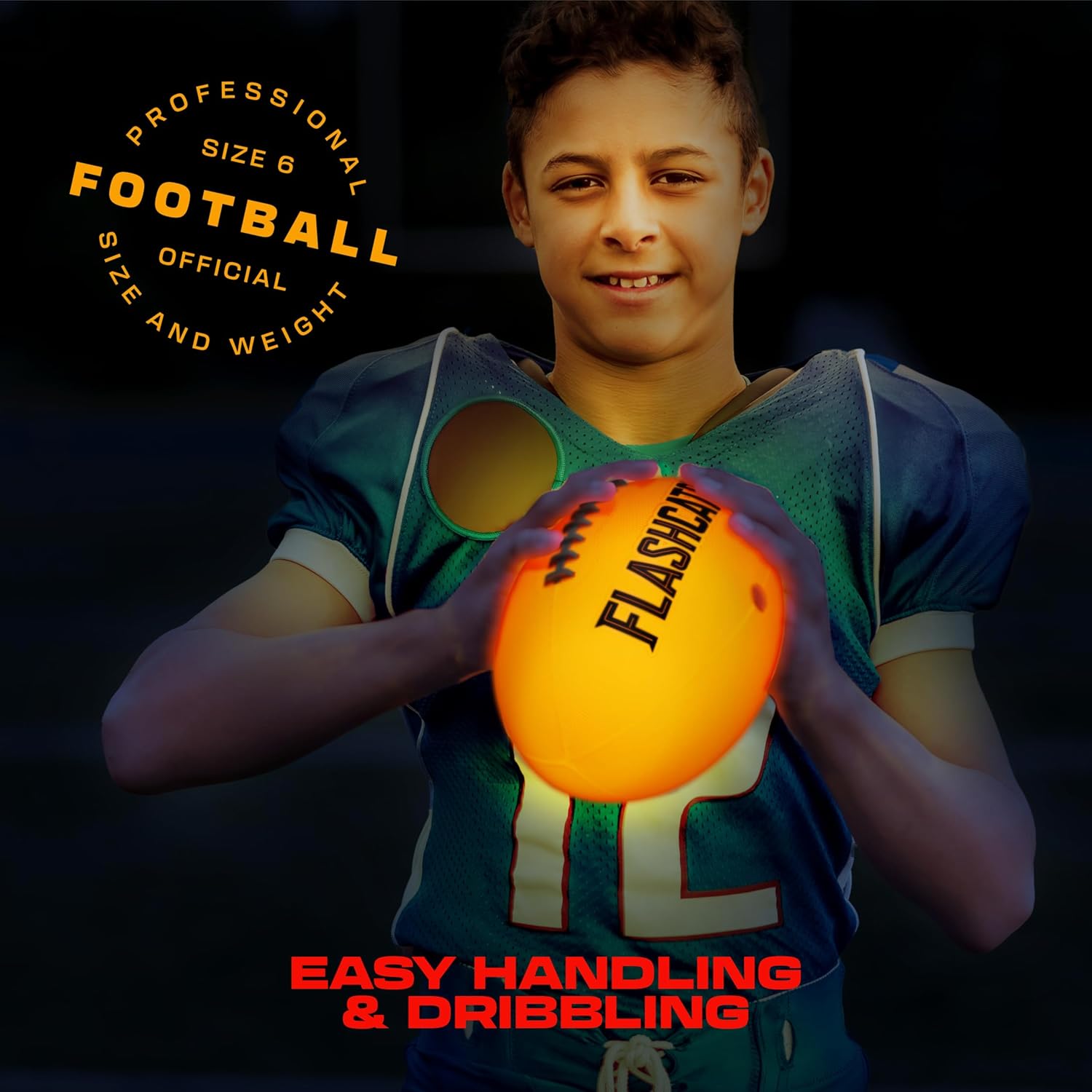 Thumbnail 5 de Light Up Football (Glow in the Dark) — Size 6 FlashCatch LED Ball for Boys Ages 8–15+