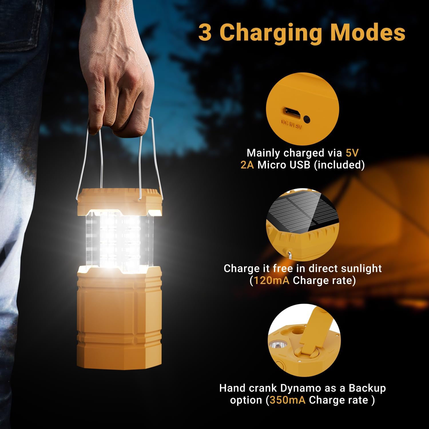Detalle 2 de ROCAM CL1000 Solar Camping Lantern, 3000mAh, Hand Crank, 12 LEDs
