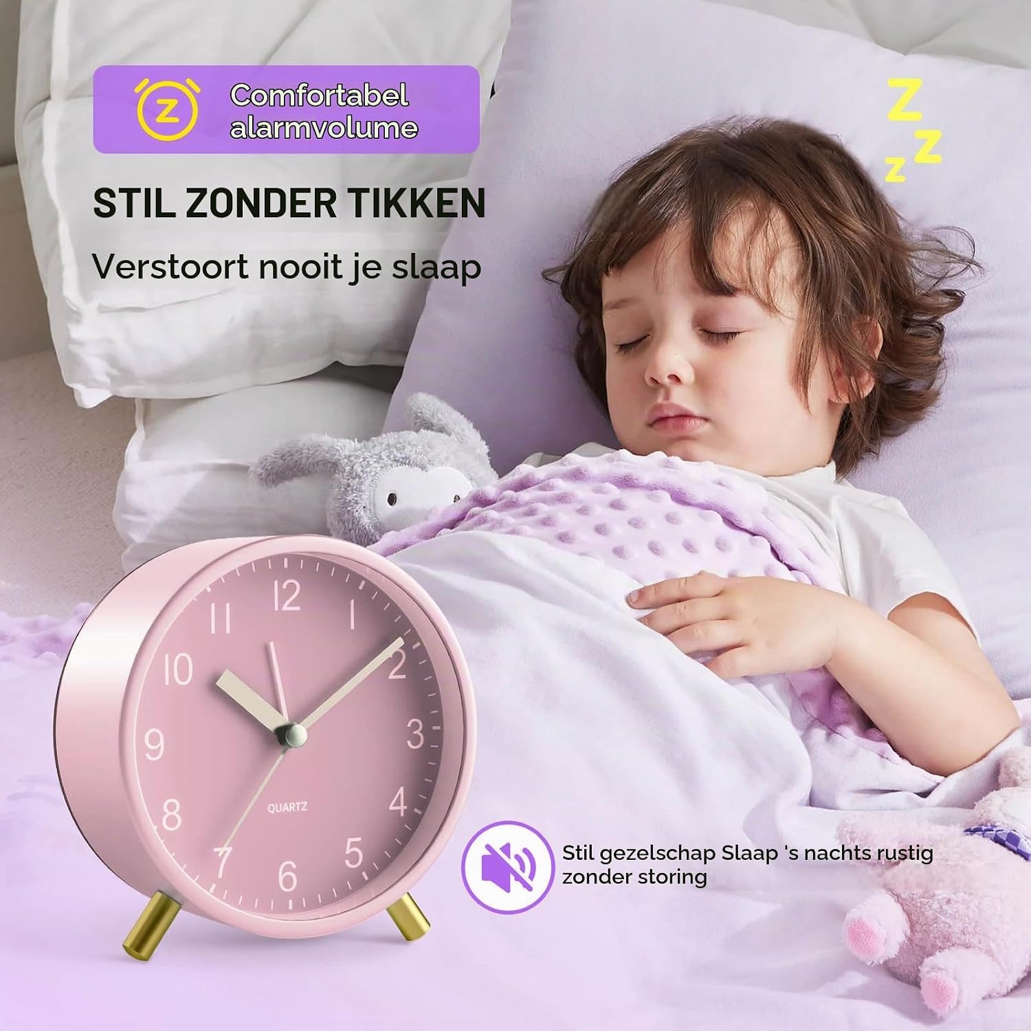 Thumbnail 1 de Azxb Azxb-alarm clock analoge wekker, stil met nachtlampje en metalen frame
