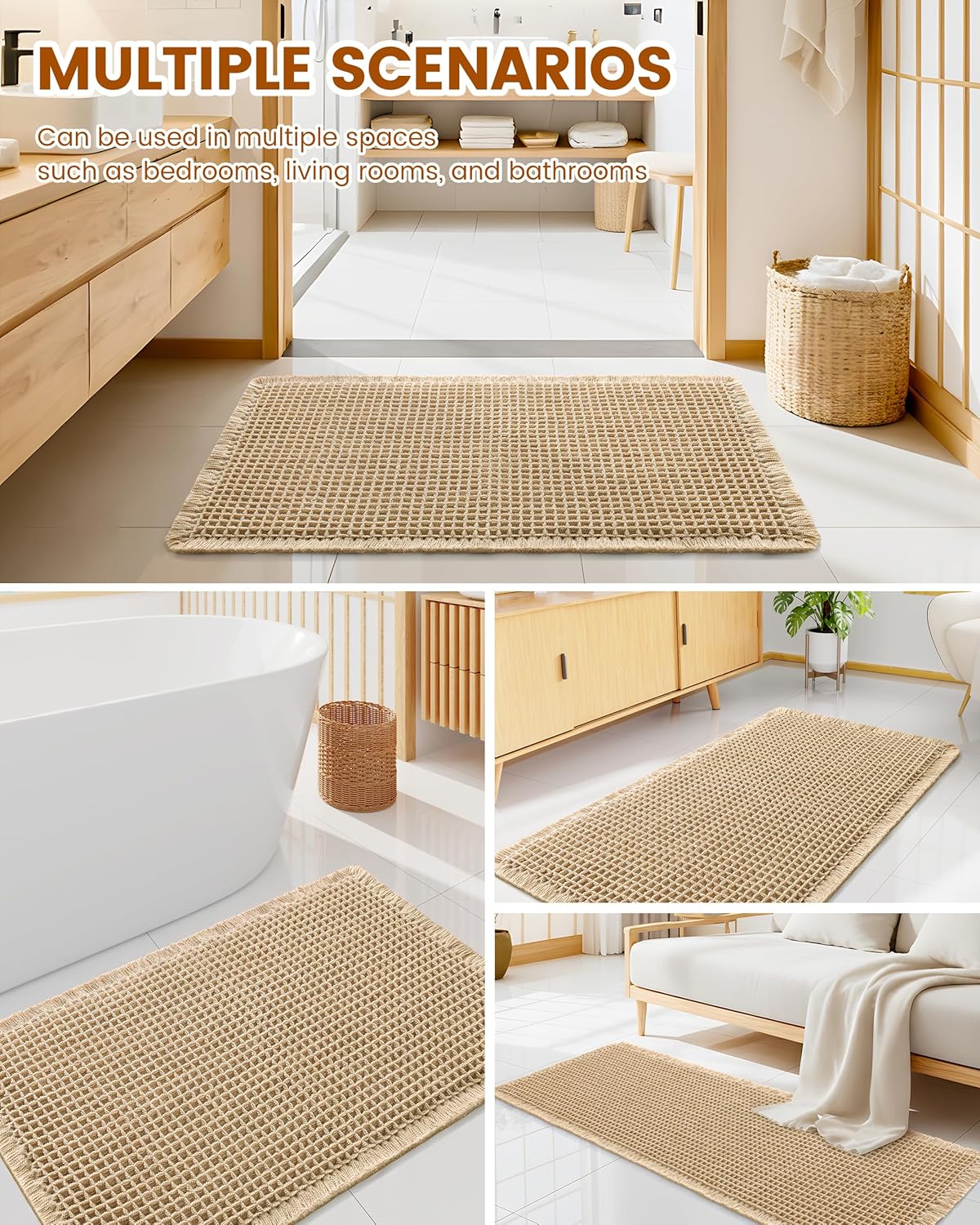 Thumbnail 6 de Smiry Waffle Bath Mat 40x32 — Extra Soft, Absorbent, Non-Slip, Machine Washable