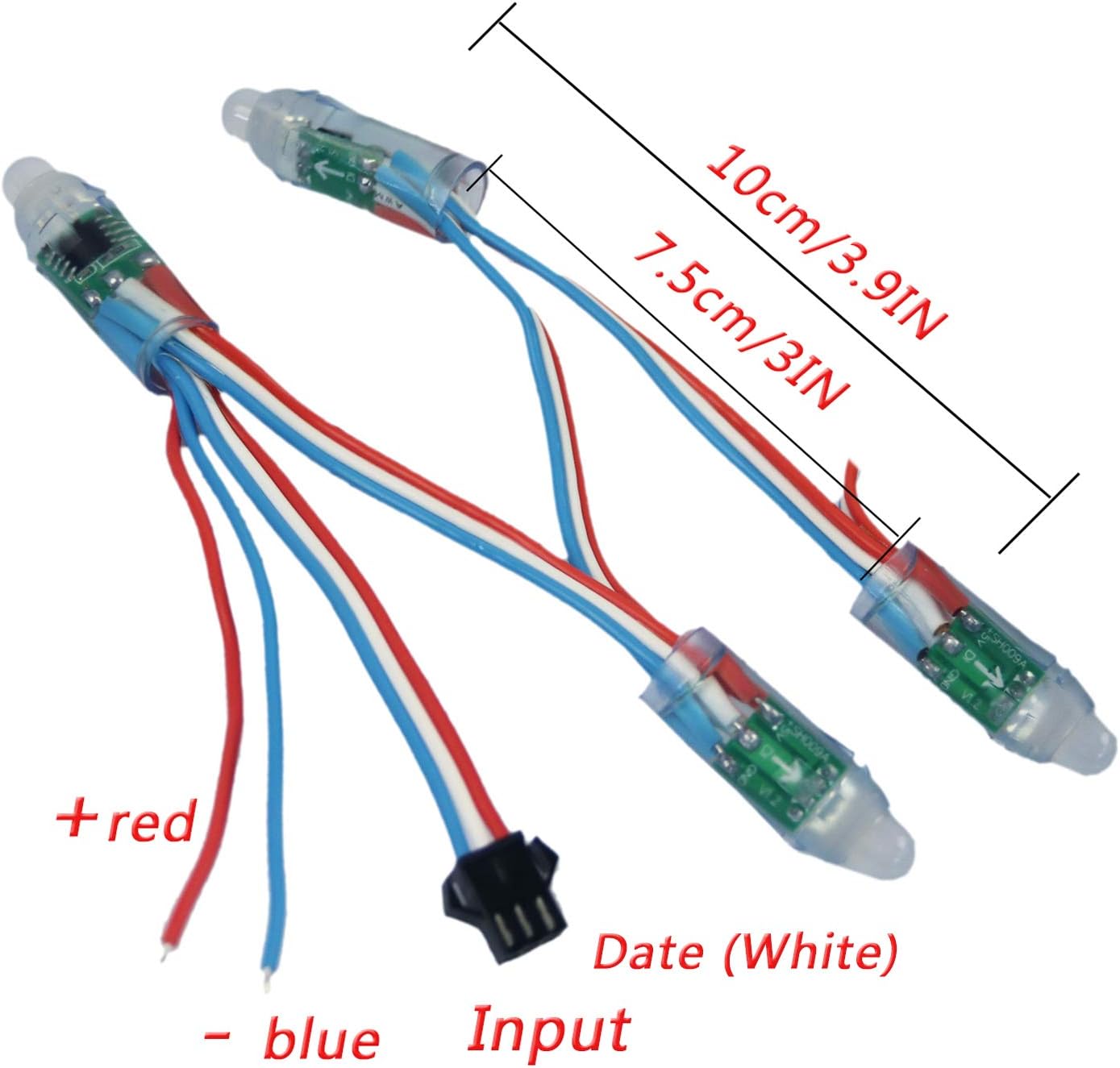 Detalle de REXTiN WS2811 Pixels Digital Addressable LED String Lights – 12mm, Waterproof RGB (DC12V, IP68, 500pcs)