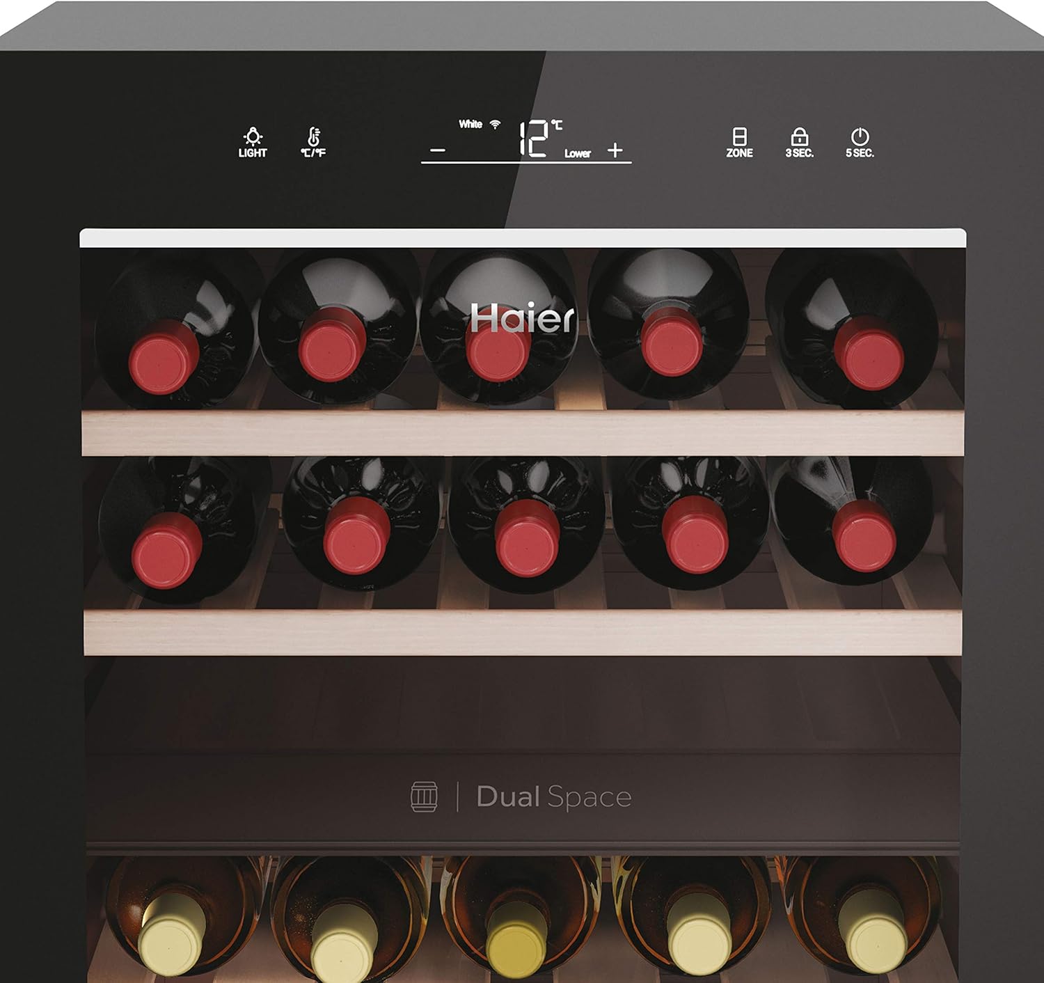 Detalle de Haier Wine Bank 50 Serie 7 Cantinetta Vino 42 Bottiglie, Doppia Zona, Nera