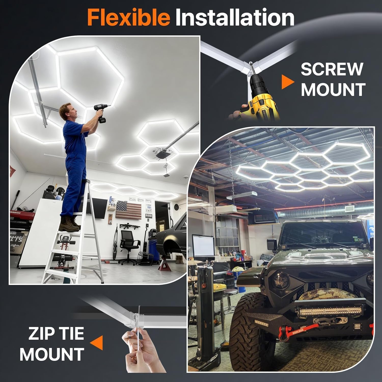 Thumbnail 4 de HEXALVX Hgl-led-hex-4pk Hexagon Garage Lights, 6500K Linkable LED Panels