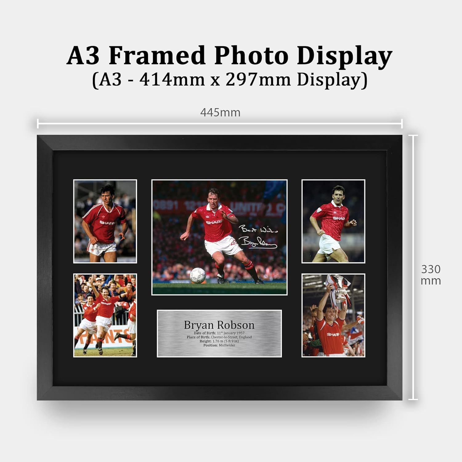 Thumbnail 1 de HWC Trading FR A3 Bryan Robson framed autograph picture (printed signed photo) for football fans