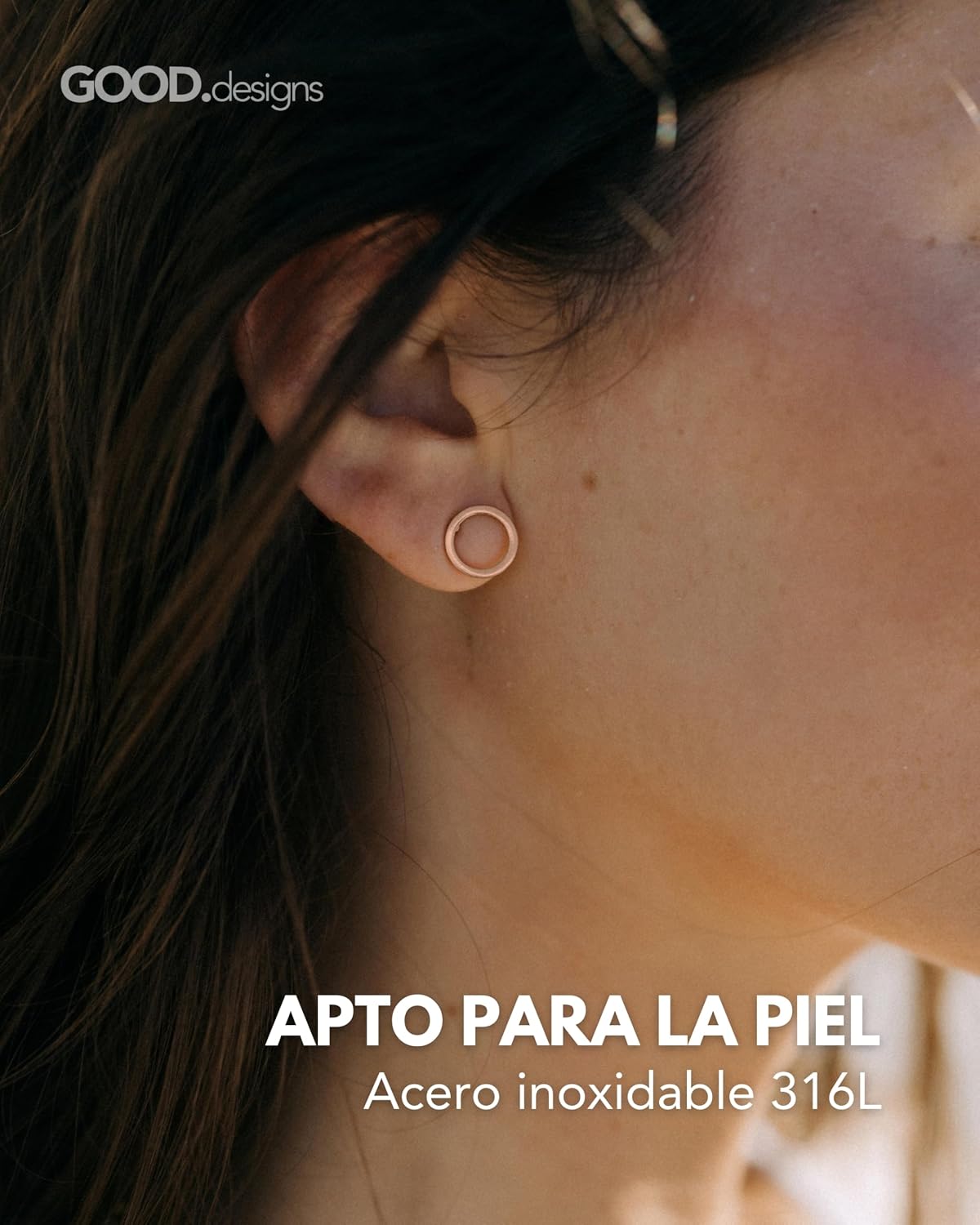 Detalle 2 de Pendientes circulares oro rosa 18K