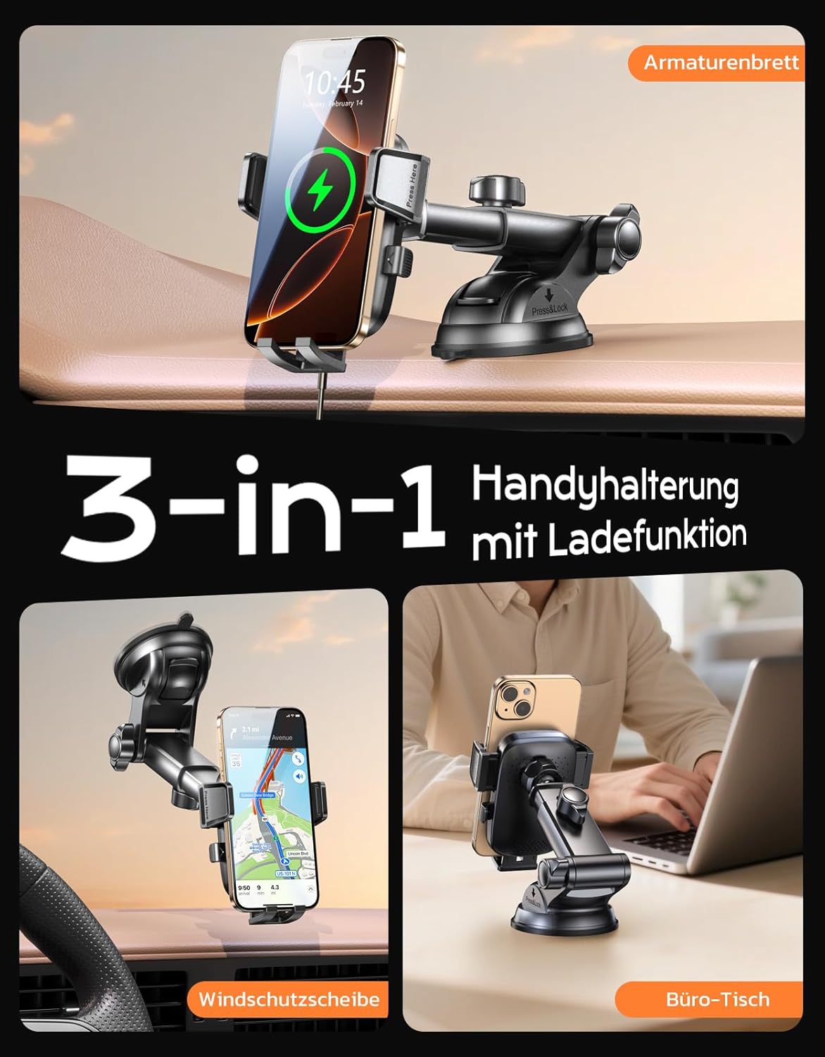 Thumbnail 6 de Mohard 15W Schnellladen Handyhalterung Auto