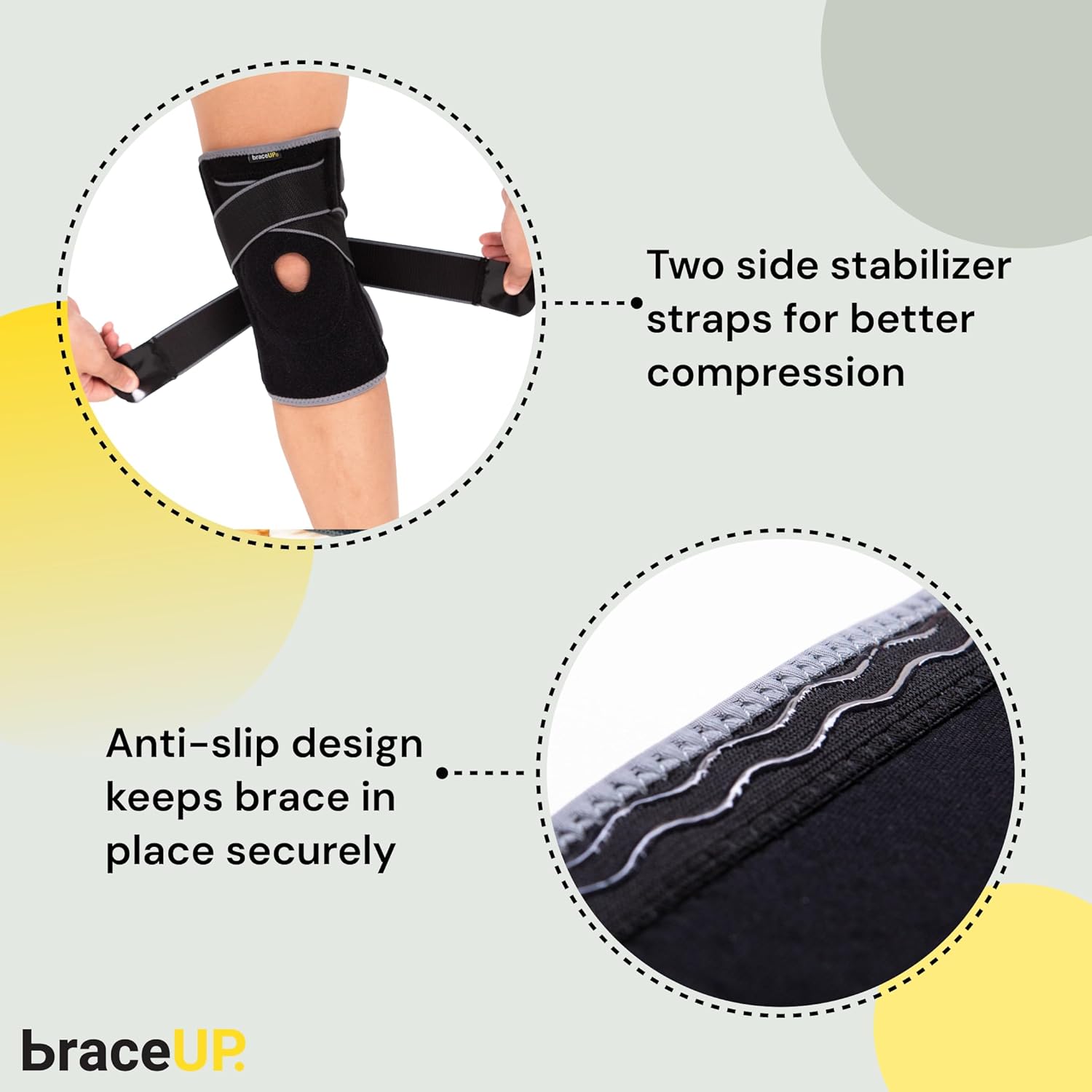 Thumbnail 3 de BraceUP Knee Support with Side Stabilizers & Patella Gel Pads (L/XL) for knee pain, arthritis & patella stability