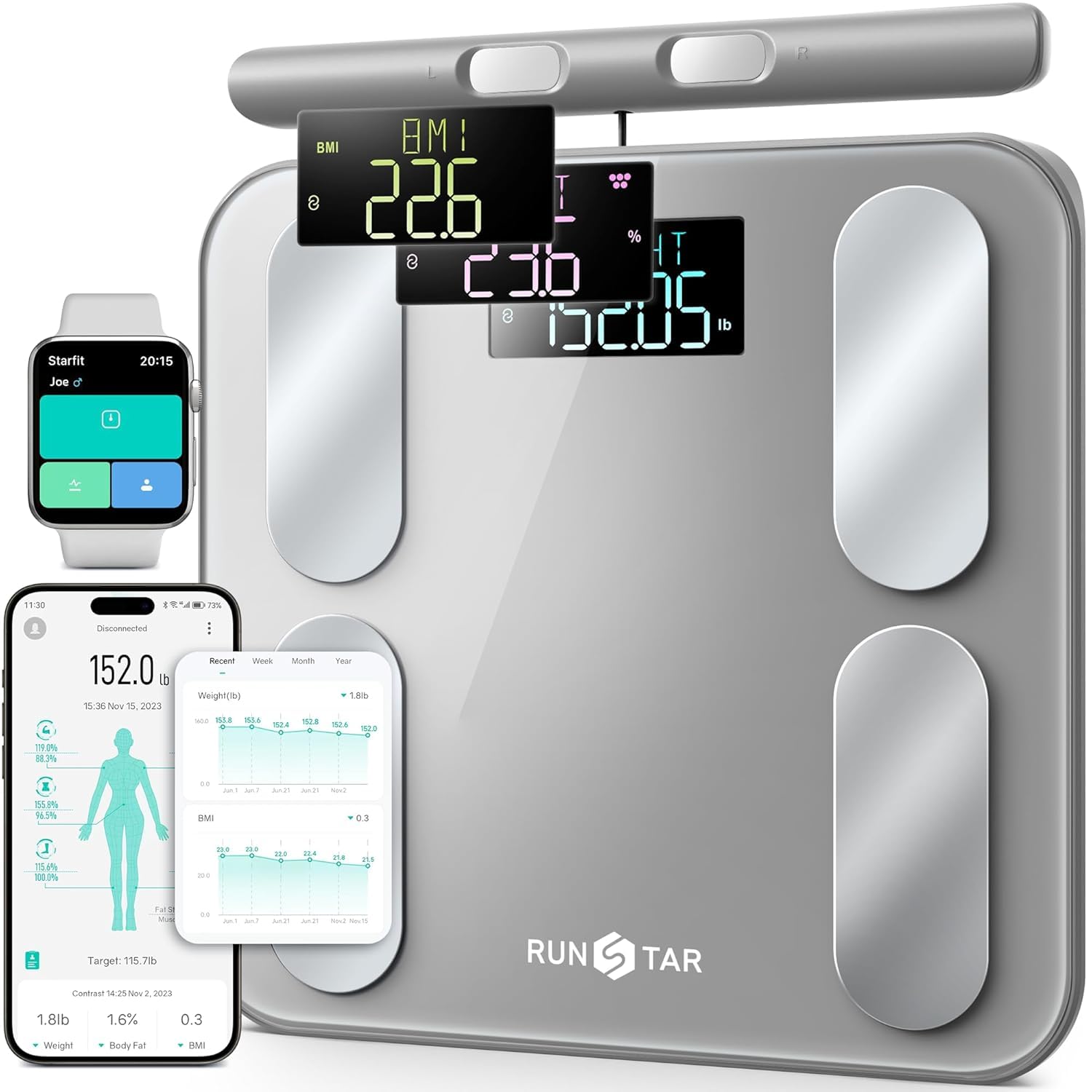 Detalle de RunStar digital bathroom scale, 8-electrode