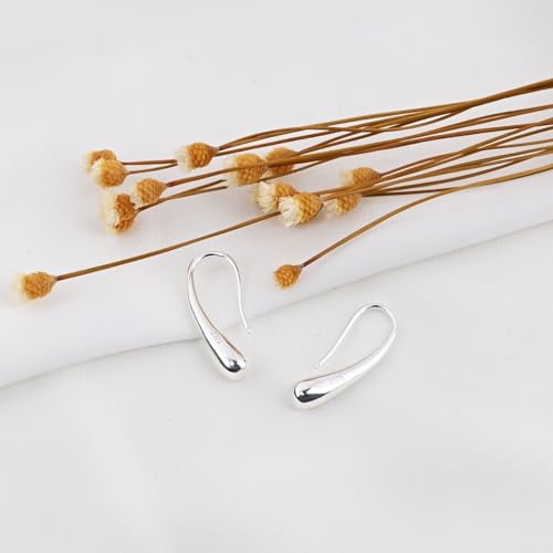 Detalle de Weviway S925 Sterling Silver Teardrop Pull-Through Earrings