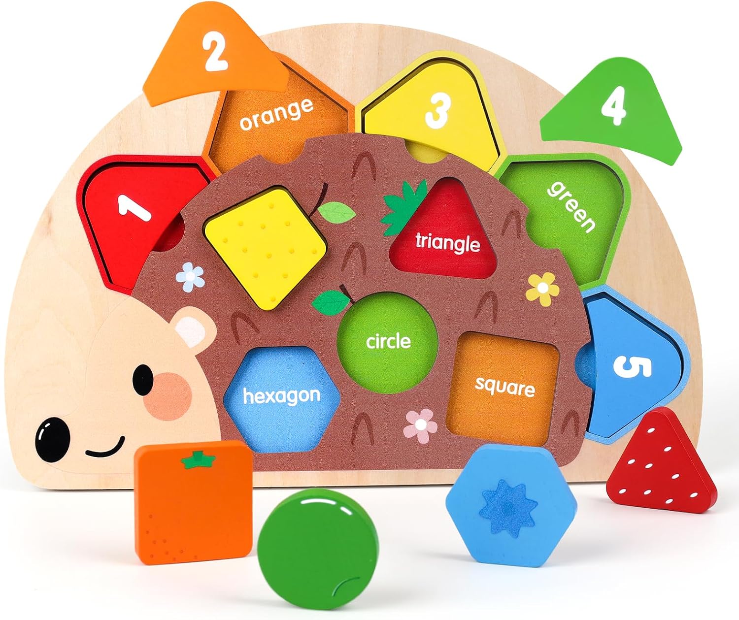 Detalle de Montessori wooden toddler puzzles & colour sorting peg board toy (1–2/1–3 year old)