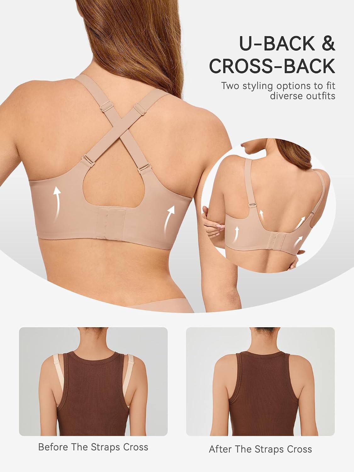 Detalle de LUCKMEEY No Underwire Wireless Bras for Women – Seamless Full Coverage Push Up Bralette