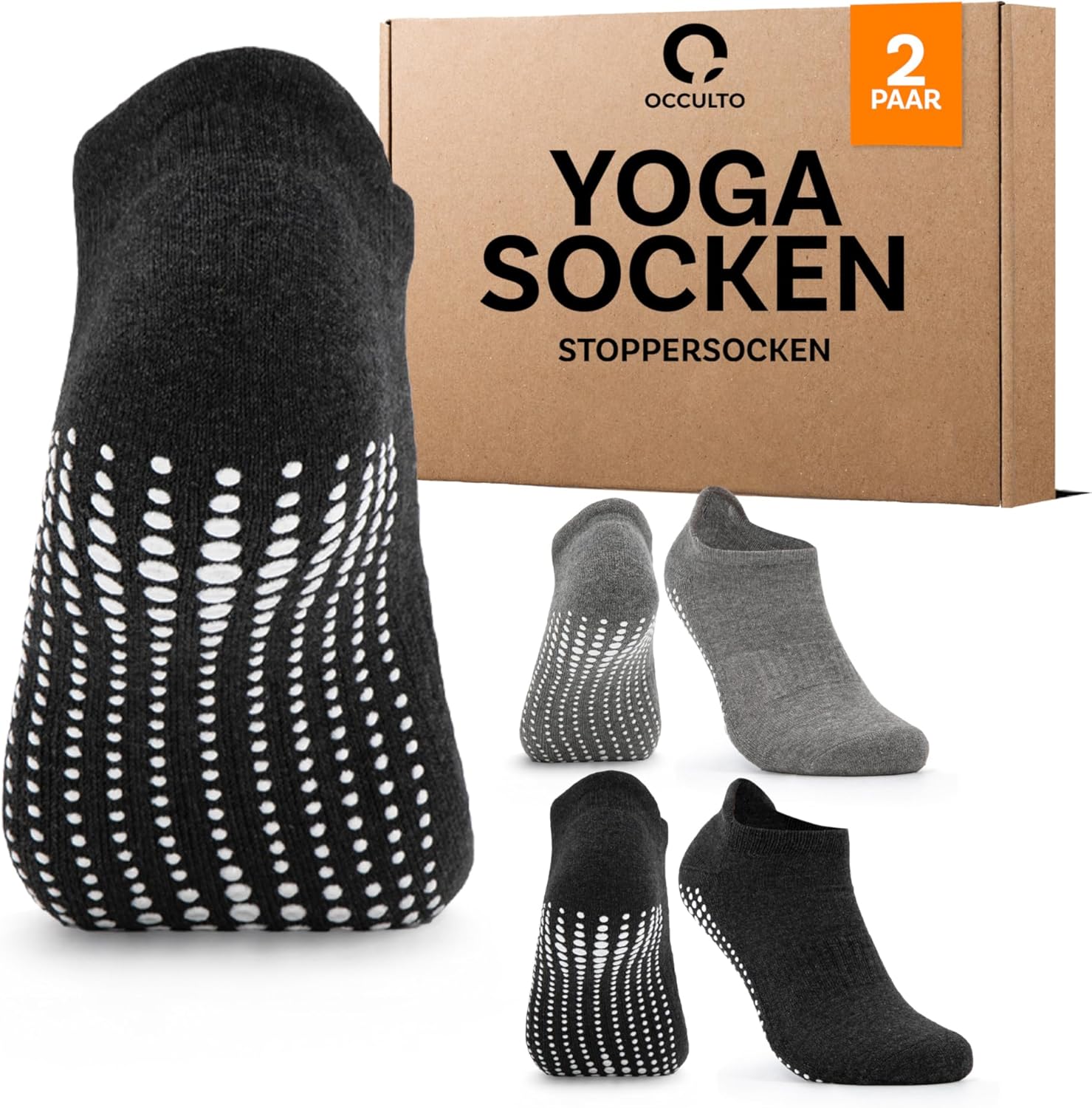 Occulto Yoga-Socken für Damen & Herren „Mady“ im 2er- oder 4er-Pack mit rutschfesten Noppen