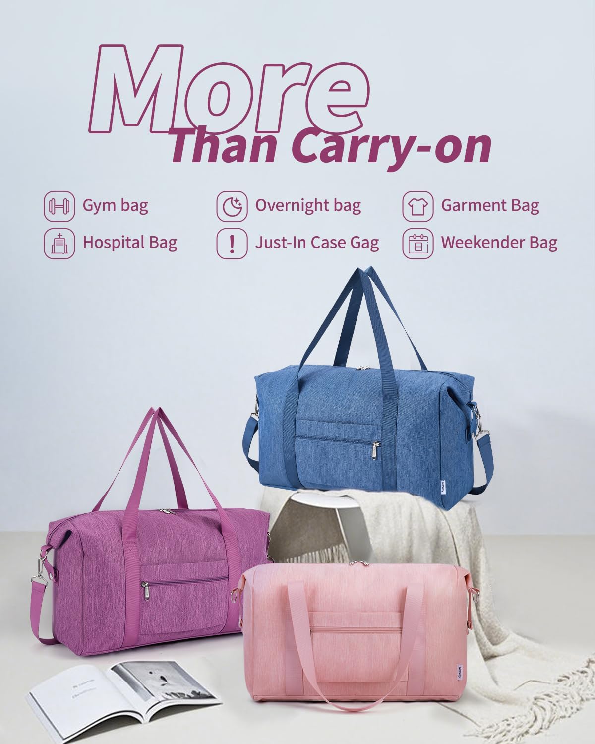 Detalle 2 de Narwey for Easyjet Cabin 45x36x20 Underseat Foldable Travel Duffel (25L) in Dark Purple