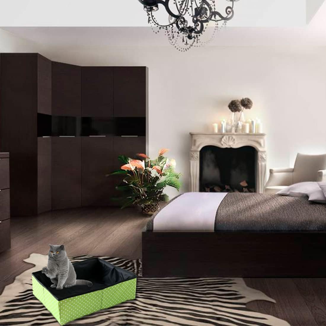 Thumbnail 4 de Faltbare Katzentoilette (40 × 30 × 13 cm) – tragbares Reise-Katzenklo wasserdicht für drinnen, draußen & Camping