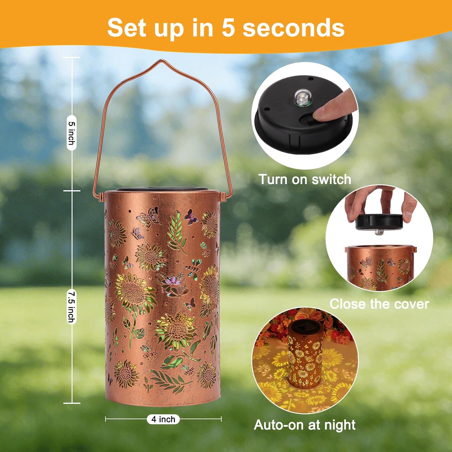 Thumbnail 3 de Sunflower Solar Lantern Outdoor Waterproof – Durable ZKLiLi Garden Light