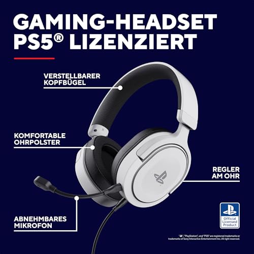 Detalle de GXTrust Forta PS5 Gaming Headset – Weiß, offiziell lizenziert, 50 mm Treiber