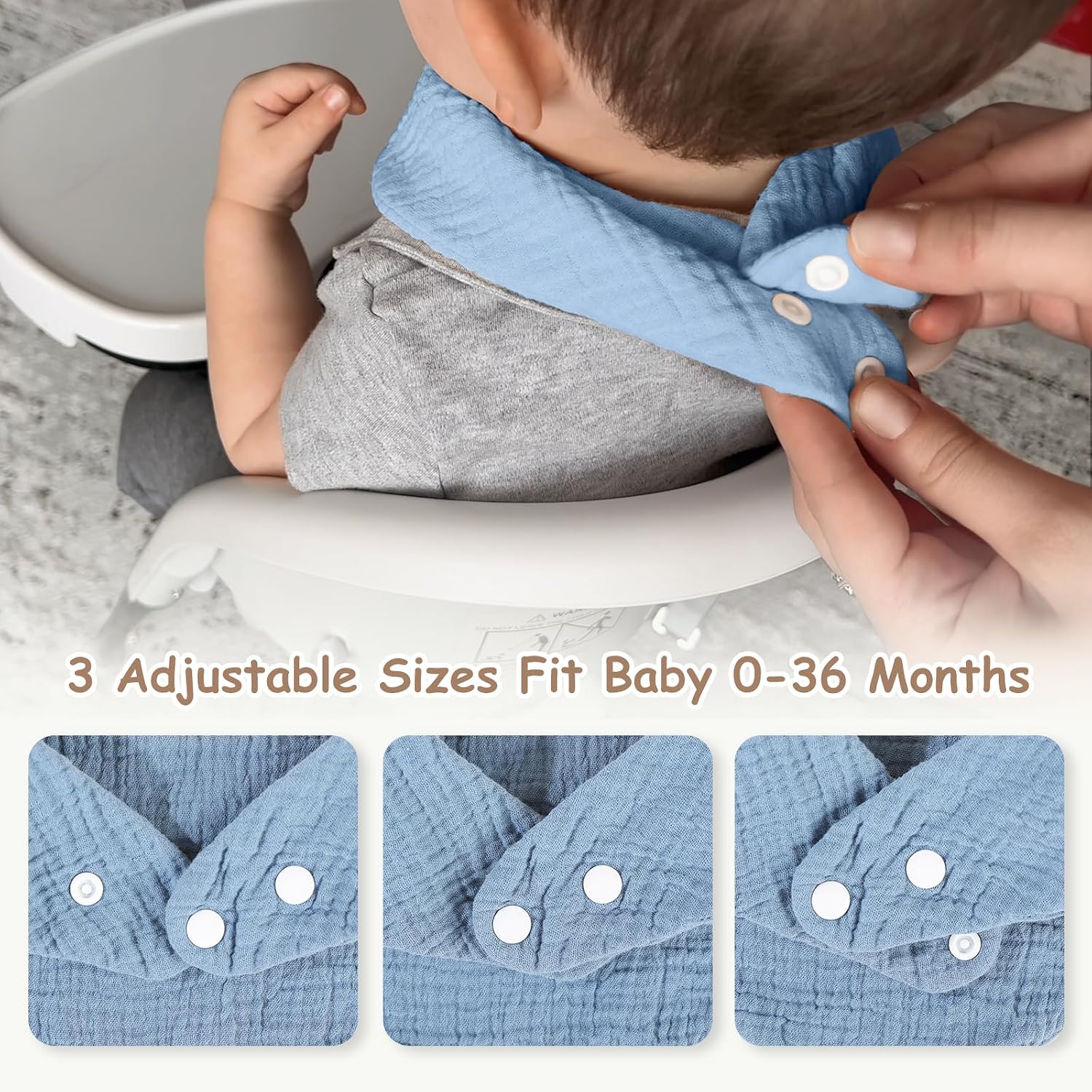 Thumbnail 4 de Yoofoss Muslin Baby Bibs 10-Pack cotton dribble bandanas