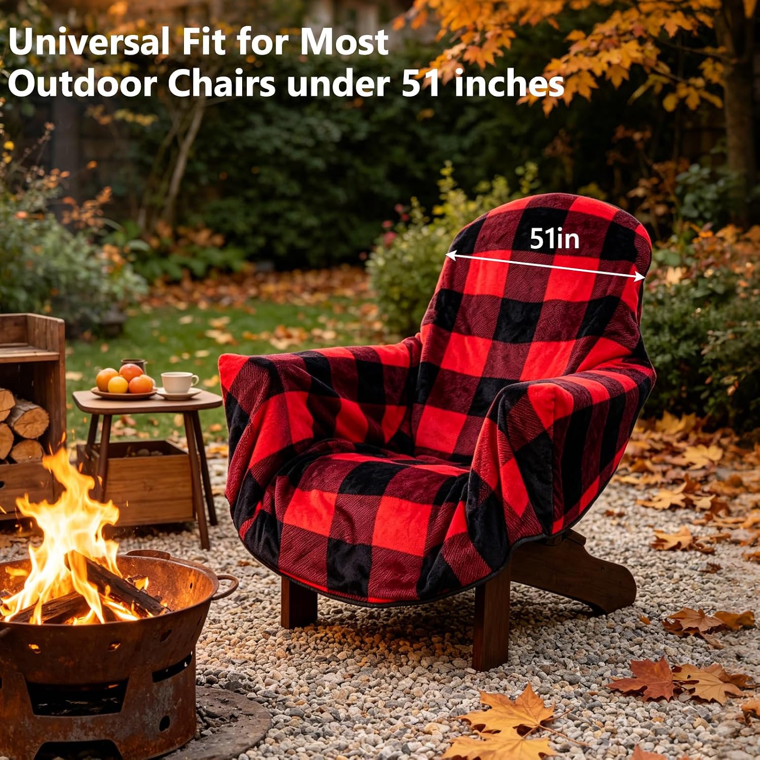 Detalle 2 de STARTWO JINGPU-266-RPD3-2 Outdoor Chair Cover, Reversible Plaid and Fleece