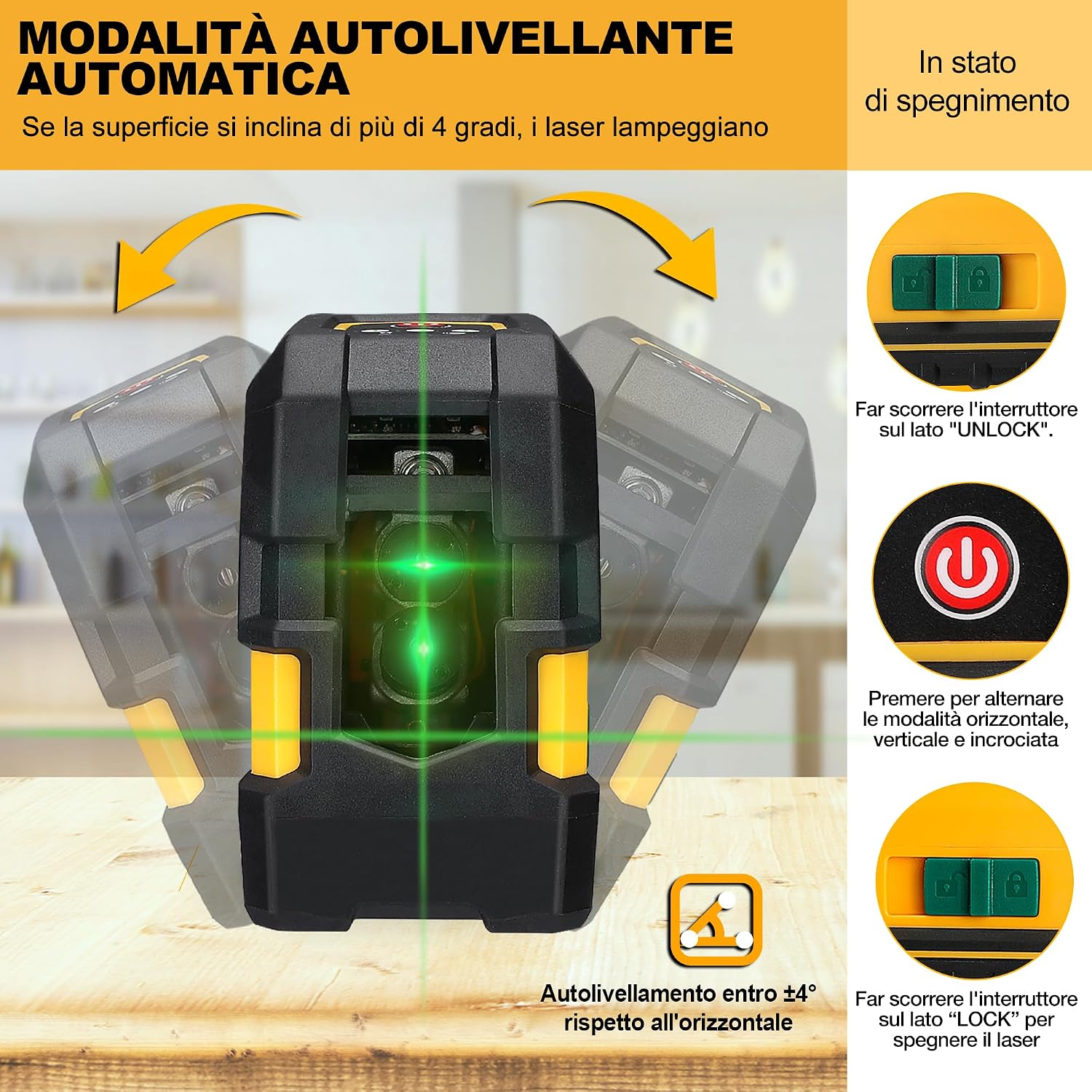 Thumbnail 2 de PREXISO Laser a Linee: Livella Laser Autolivellante con Tre Modalità e Supporto Magnetico