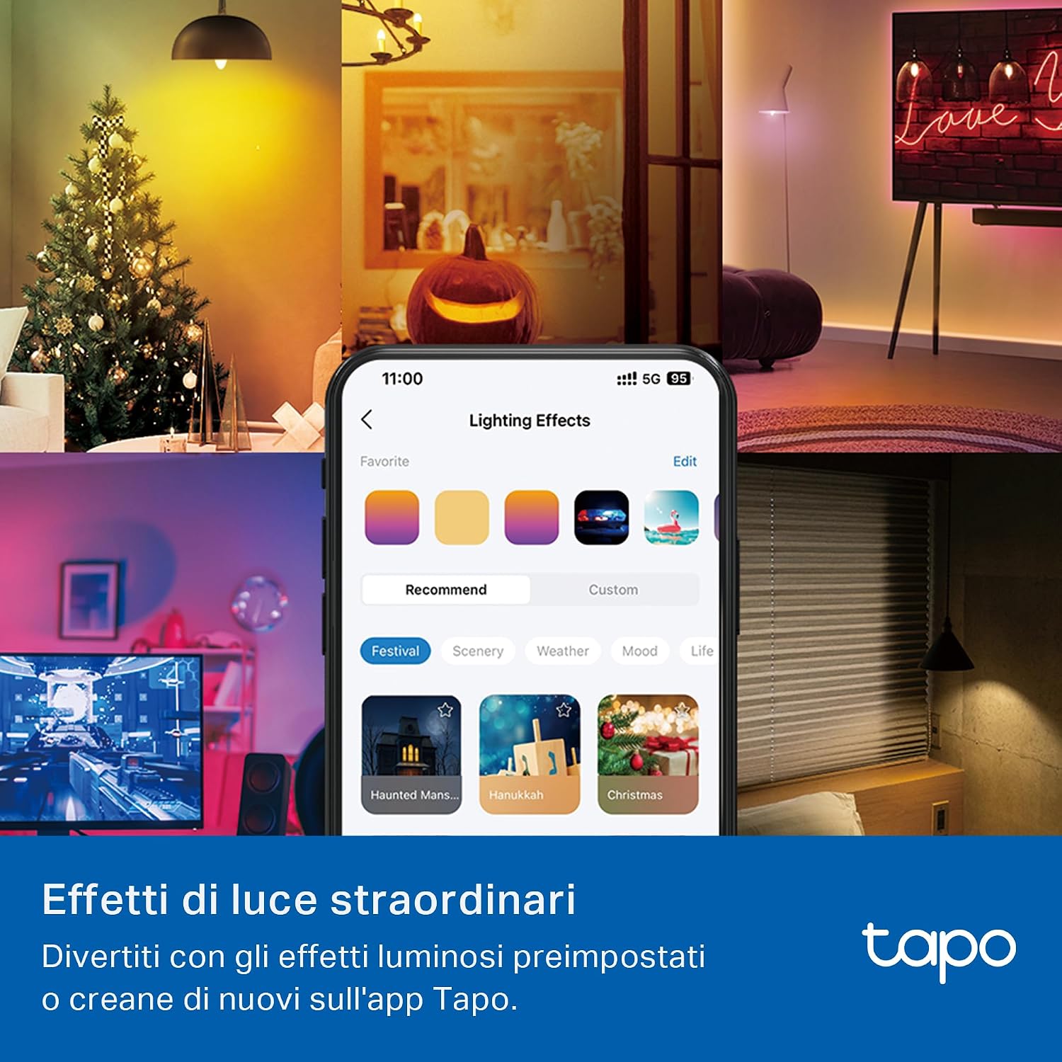 Detalle 2 de Tapo L430C lampadina smart E14 multicolore (Alexa/Google) con Sync-to-Music e timer, 4 pezzi
