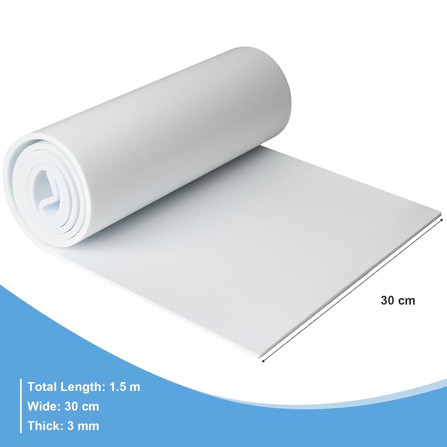 Detalle de Vefhby selbstklebende Schaumstoffplatte aus Neopren (300 mm x 3 mm x 1,5 m) für Dichtungen, Schalldämmung & Pufferung – weiß