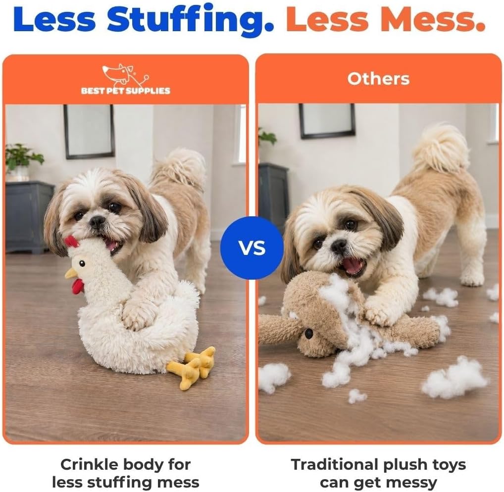 Thumbnail 4 de Best Pet Supplies PT601-BG Squeaky Dog Toy, Beige Crinkle Chicken
