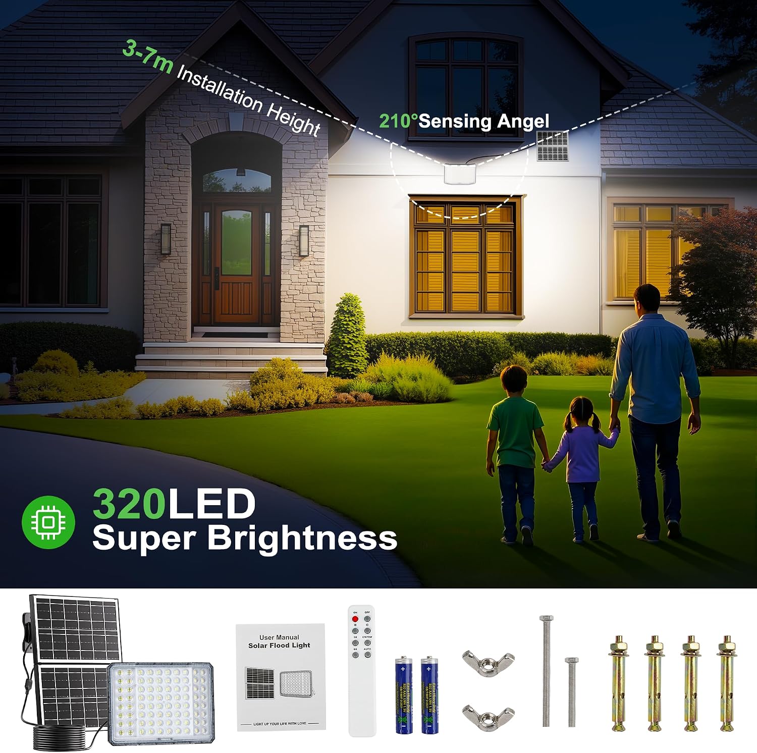 Detalle de Giliwosy Lampada Solare LED da Esterno con Timer e Telecomando, IP66 15000mAh, 1000LM, 3000–6500K