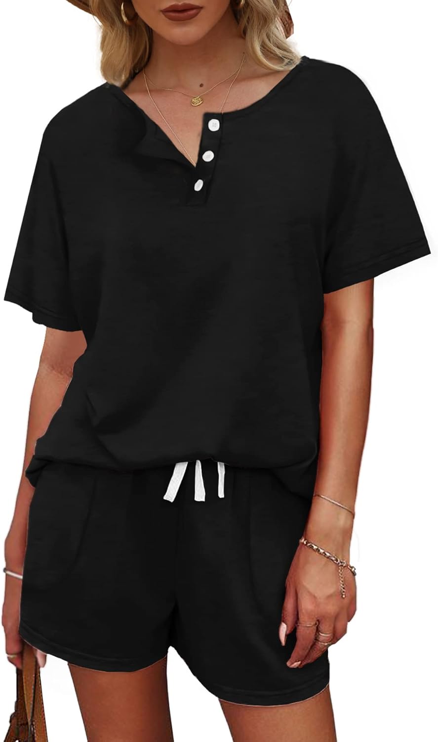 Thumbnail 2 de WIHOLL Two Piece Outfits for Women: Button Down Top and Shorts Set