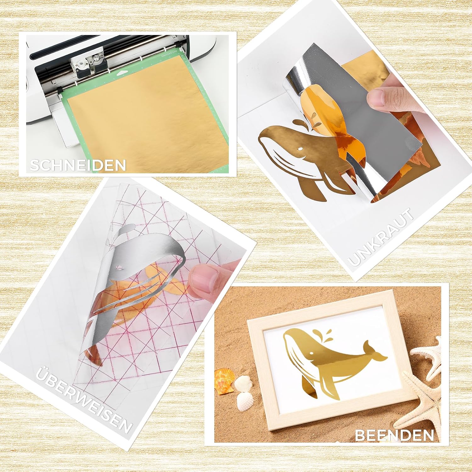 Thumbnail 3 de IModeur Vinylfolie Rollensatz 30,5 x 300 cm – Gold Glänzend, Silber Glänzend, Rosegold – 3 Rollen