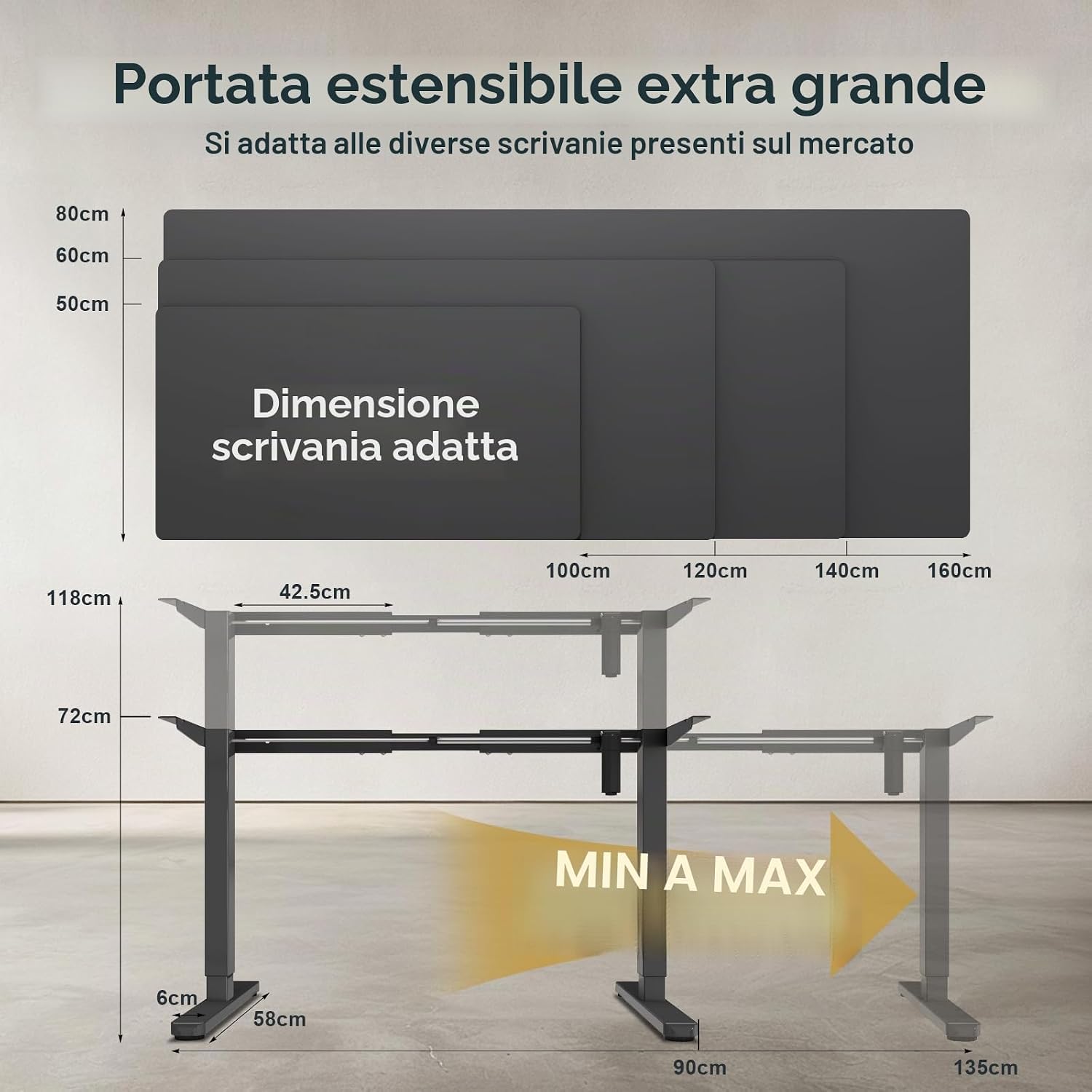 Detalle de Flamaker Scrivania Regolabile in Altezza da 73 cm a 122 cm con Tasti di Memoria e Protezione Contro le Collisioni – Nero