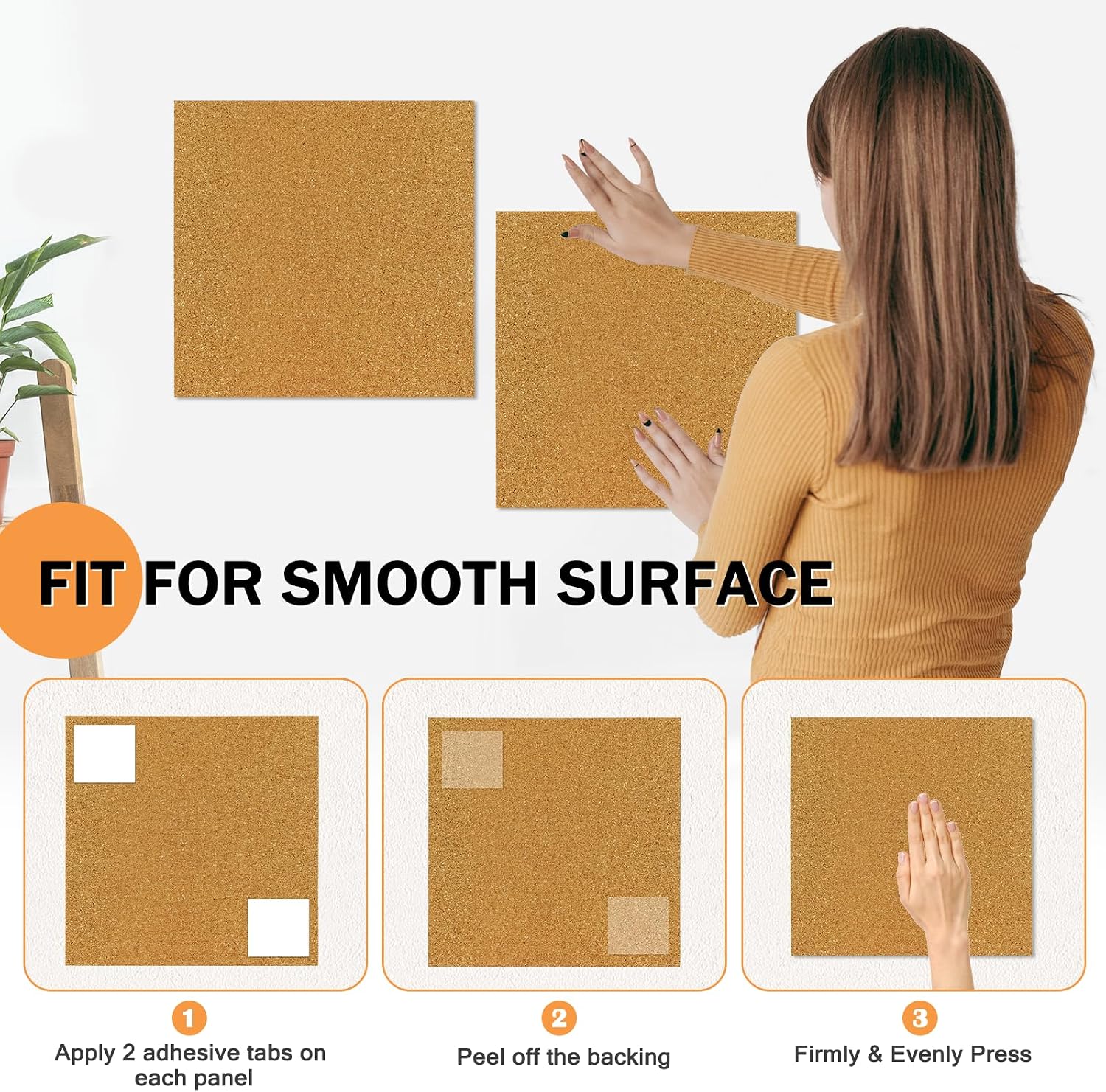 Detalle 2 de AMUSIGHT Cork Board Tiles, 6-Pack, 12 x 12 Inch, 0.35-Inch Thick